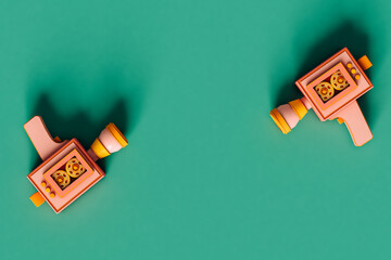 two Super8 vintage camera with copy space between