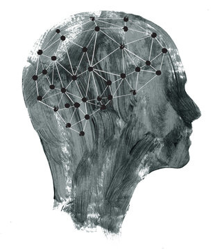 Brain Network inside Female Head