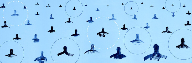 Blue social distancing concept banner 