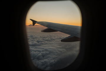 View through an airplane window 