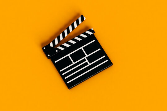 top-down view of Classic director clapperboard