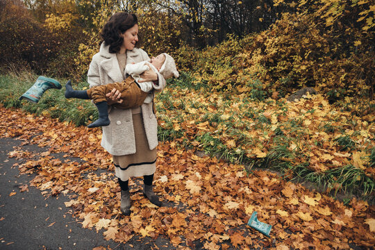 Rubber boots tossed aside