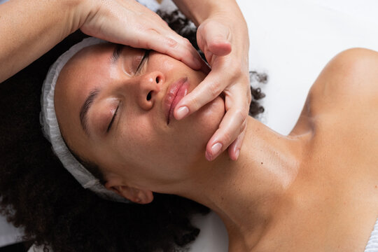 Woman Having A Facial Massage Close Up