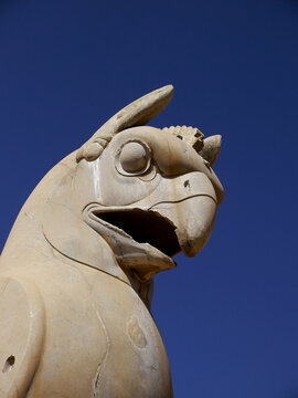 Ancient carving of a griffin in Persepolis