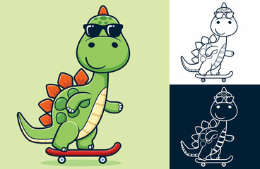 Cool dinosaur cartoon playing skateboard © Bhonard21