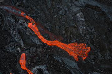 Hot lava of active volcano