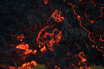 Hot lava of active volcano
