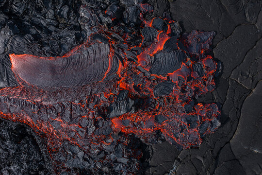 Hot lava of active volcano