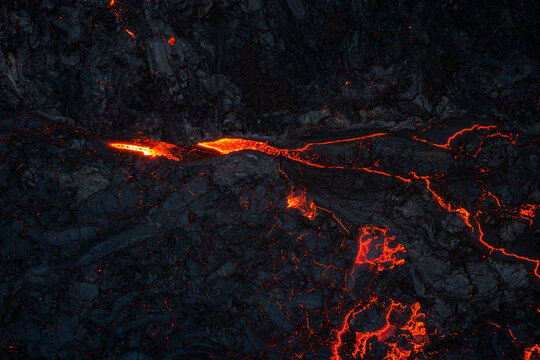 Hot lava of active volcano