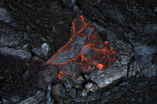 Hot lava of active volcano