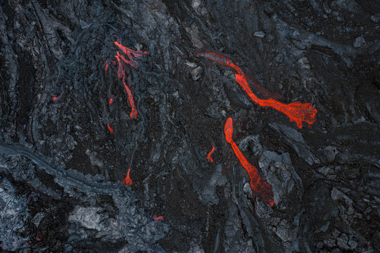 Hot lava of active volcano