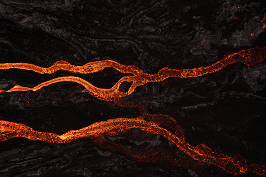 Hot lava of active volcano