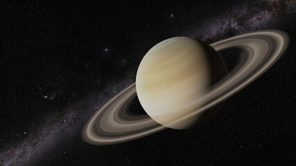 Saturn Planet realistic illustration. 8k resolution space wallpaper © Abdul