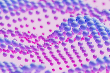3D background of pink balls in wave pattern