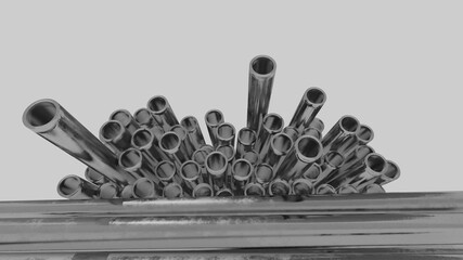 Rusty iron pipes 10 cm in diameter and 1 cm thick