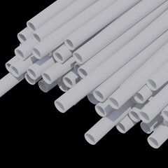 White PVC plastic pipes texture background 3D image