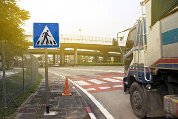 Traffic signs crosswalk or Zebra crossing 