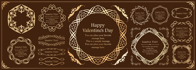 バレンタインデーのフレームデザイン。豪華でエレガントな装飾。アンティーク。ビンテージ。ゴージャス。エレガンス。