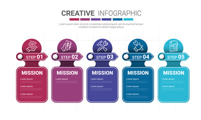 nfographic design template with numbers 5 option