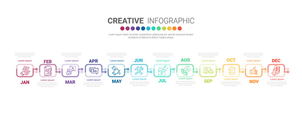 Timeline business for 12 months, Infographics element design