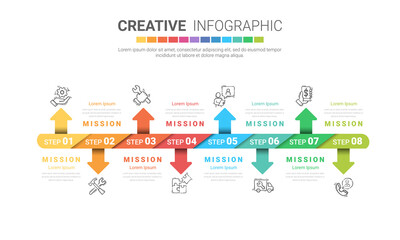 Infographics element design for 8 option, can be used for Business concept steps or processes, Data visualization.