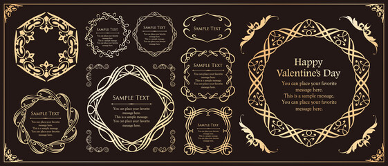 バレンタインデーのフレームデザイン。豪華でエレガントな装飾。アンティーク。ビンテージ。ゴージャス。エレガンス。