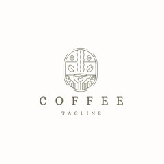 Coffee with line style logo icon design template flat vector