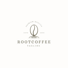 Coffee with root logo icon design template flat vector