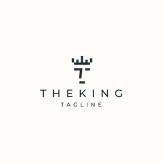Ancient King with crown line style logo icon design template flat vector