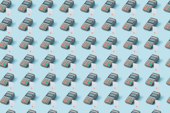 Pattern of terminals and empty credit cards - Powered by Adobe