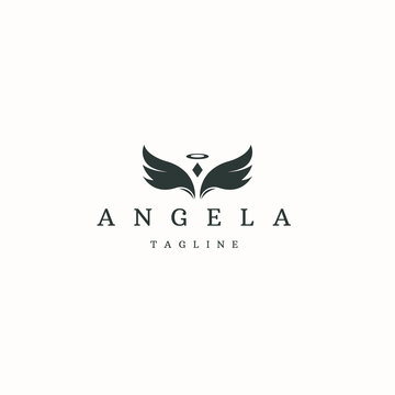 Angel logo icon design template flat vector