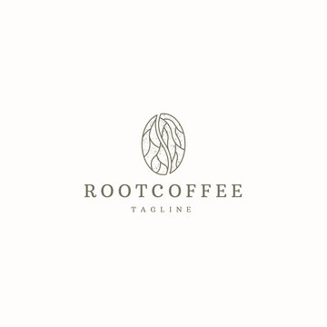 Coffee with root logo icon design template flat vector