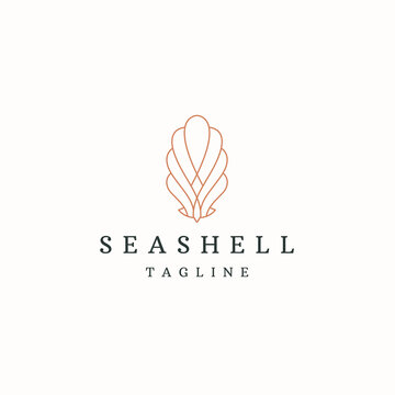 Luxurious seashell with line style logo icon design template flat vector