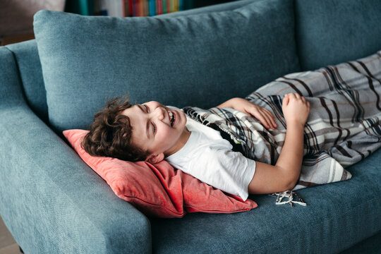 Recovering boy at home.