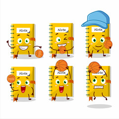 Talented note book cartoon character as a basketball athlete