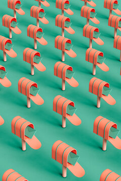 vertical pattern of Mailboxes with a letter