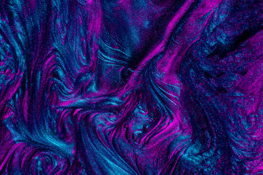 Fluid neon chrome waves background