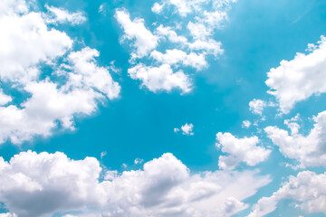 Naklejka na ściany i meble Summer blue sky with clouds patterns close up on background