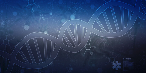 2d render of dna structure, abstract background