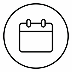 Calendar line icon inside circle, schedule, black outline, line icons.