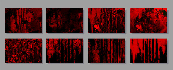 赤い幻想的な血の水彩テクスチャ背景
セット