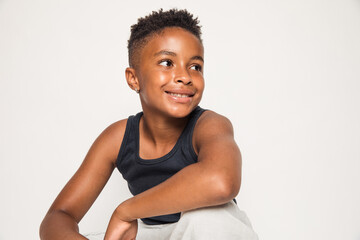 Stylish black little girl in studio