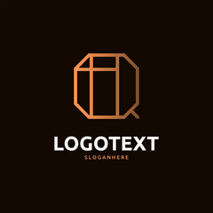 Q letter golden logo abstract design on dark color background. Q alphabet logo