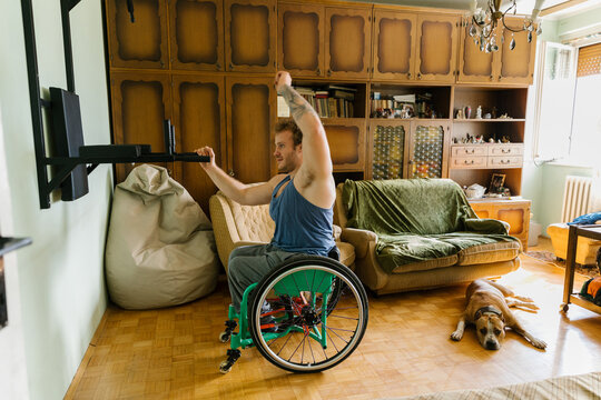 Disabled Man Doing A Pre-Workout Warm-Up