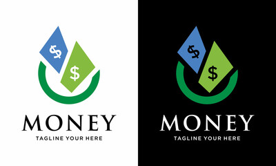 Money Logo design template vector, Finance logo design vector, Logo symbol icon. on a black and white background.
