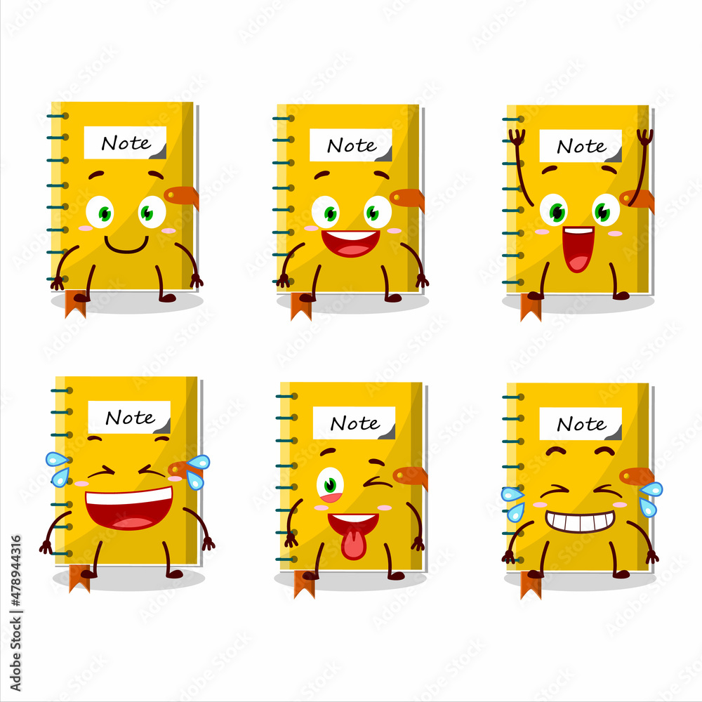 Sticker cartoon character of note book with smile expression