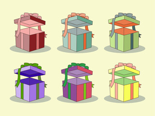 set box open gift flat design illustration 