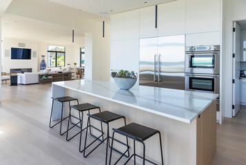 Open Concept Modern home  Kitchen view Living Room 