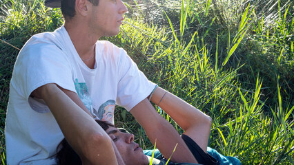 Two gay boys in beautiful nature