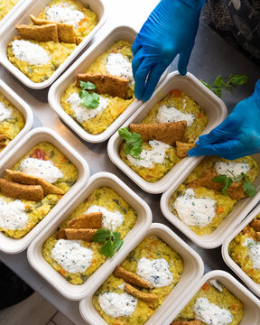 Preparing food for food bank distribution